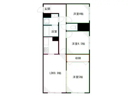 藤和中野コープ(3LDK/1階)の間取り写真