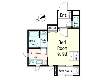 LA・PLAGE神宮(1K/2階)の間取り写真