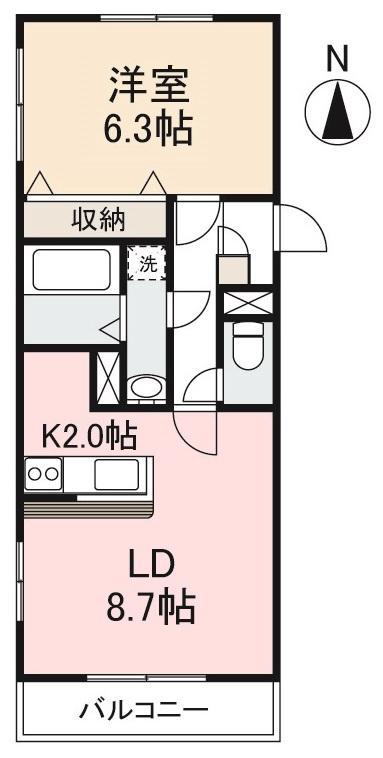 グランヴェール(1LDK/2階)の間取り写真