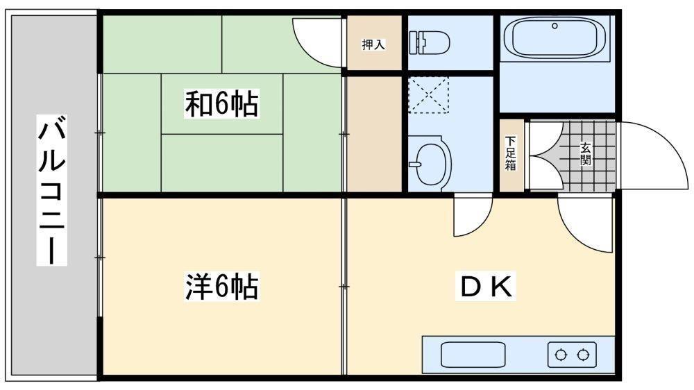 ルミエール曙(2DK/2階)の間取り写真