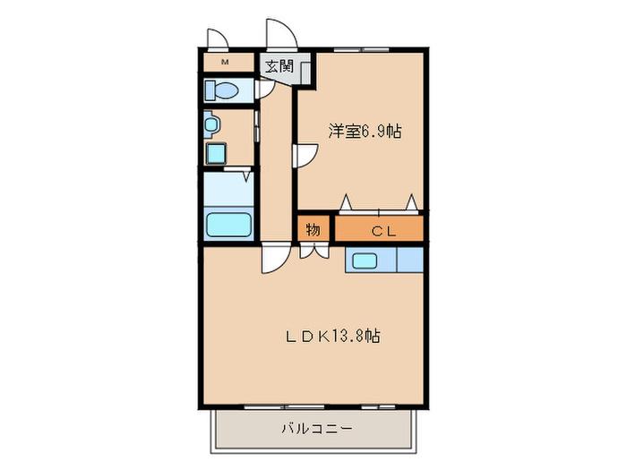 ヨーロピアンシャレー東新(1LDK/2階)の間取り写真