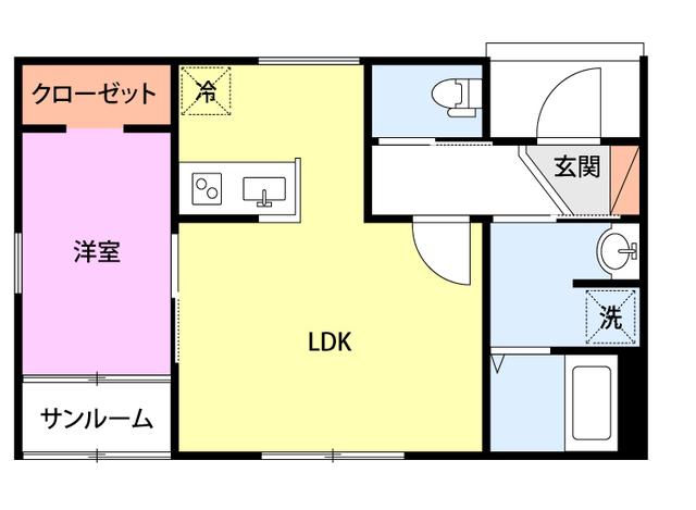 コンフォート東本町(1LDK/1階)の間取り写真