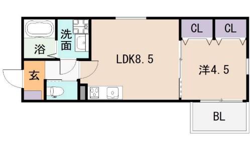 コラッジオ衣摺(1LDK/3階)の間取り写真