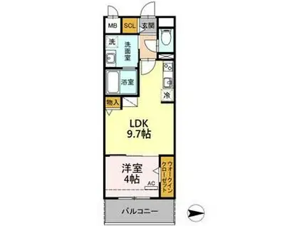 ロイヤルスクエア徳川(1LDK/8階)の間取り写真