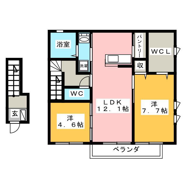 MAISON DE LANGE(2LDK/2階)の間取り写真
