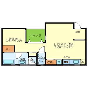 近鉄南大阪線 北田辺駅 徒歩2分 4階建 築20年(1LDK/3階)の間取り写真