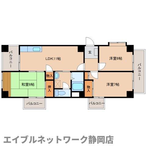 ベレポック水上屋ビル(3LDK/4階)の間取り写真