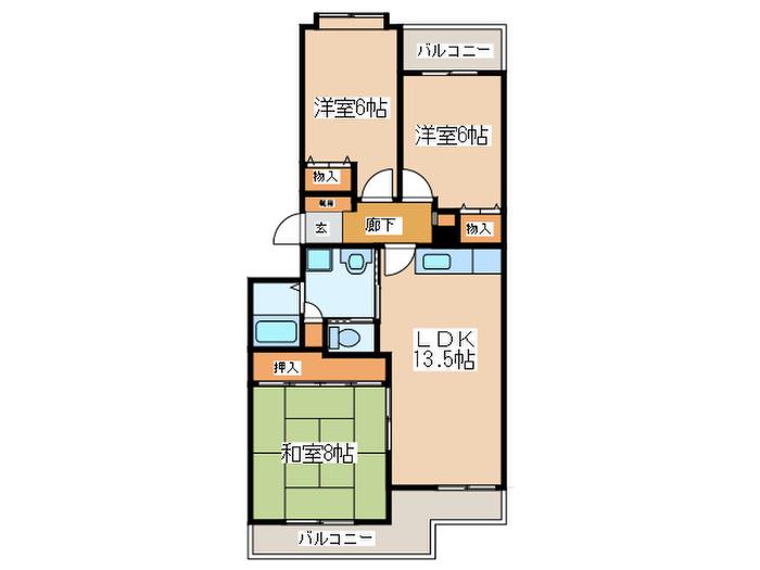 エクレール本鵠沼(3LDK/3階)の間取り写真