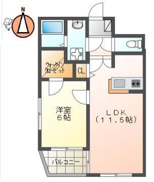 グレイスフルヒルズ南佐古(1LDK/1階)の間取り写真