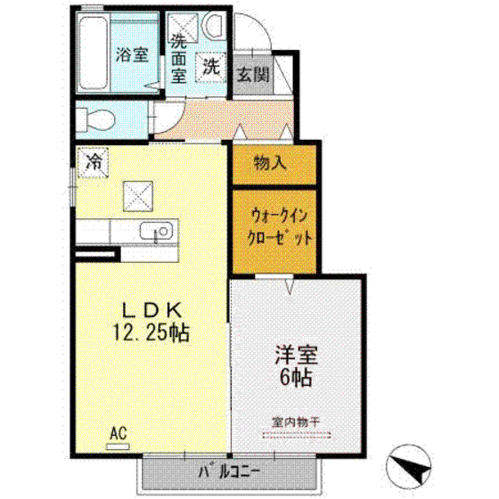 レスパッス・ゼン(1LDK/1階)の間取り写真