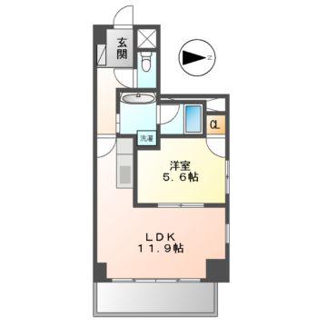 スタジオスクエア大須(1LDK/4階)の間取り写真