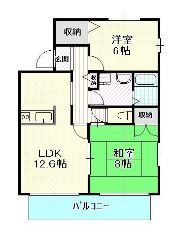 セジュール白水 II(2LDK/1階)の間取り写真