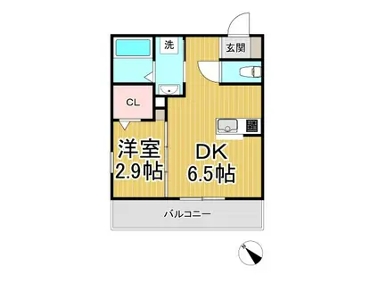 GAZELLE NOAH尼崎尾浜2(1DK/1階)の間取り写真