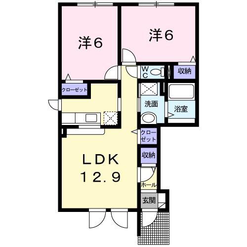 ベルメゾンB(2LDK/1階)の間取り写真