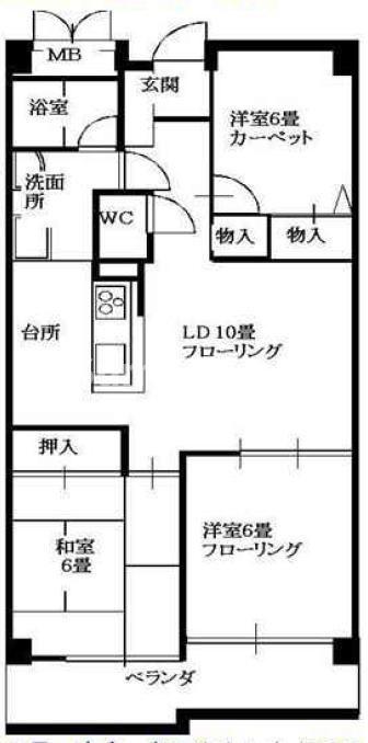 ハイツ雲雀丘(3LDK/4階)の間取り写真