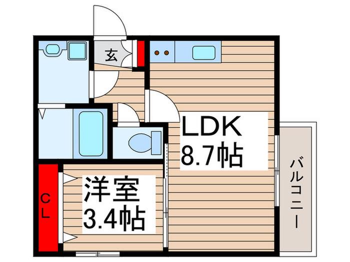 メラース(1LDK/3階)の間取り写真