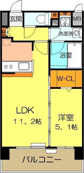 アグレアーブル(1LDK/2階)の間取り写真