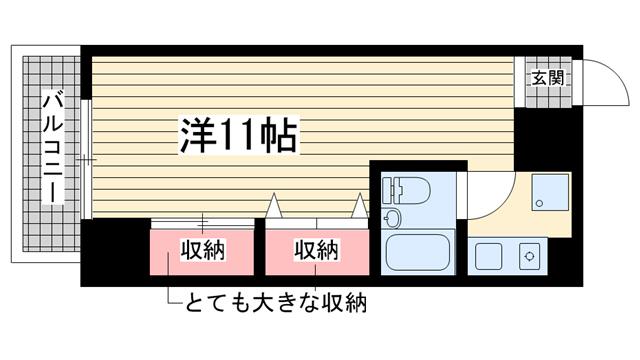 メイナー新神戸(ワンルーム/3階)の間取り写真