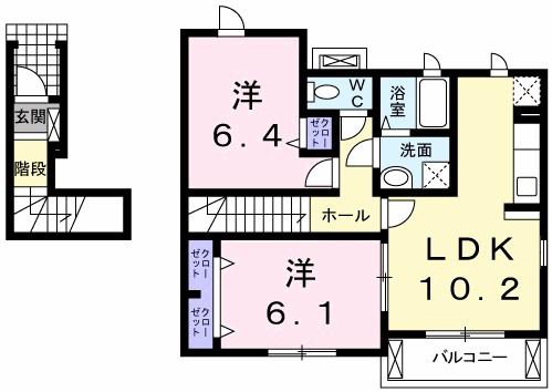 メイフラワー(2LDK/2階)の間取り写真