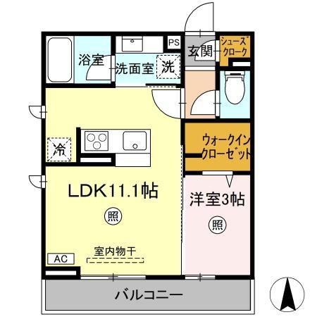 ピエドリオ(1LDK/2階)の間取り写真