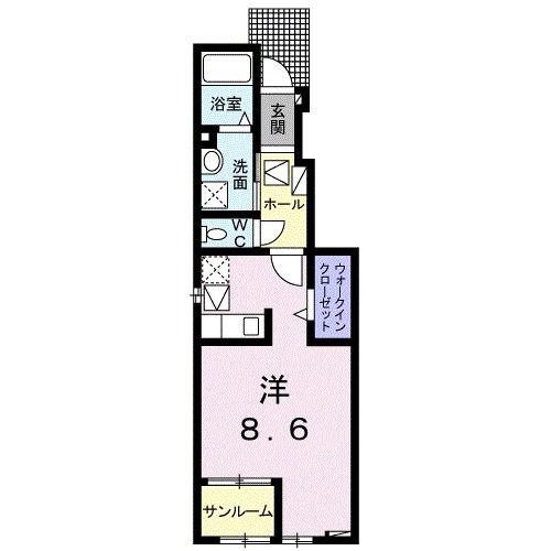 プルメリア A(ワンルーム/1階)の間取り写真