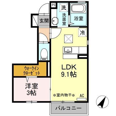 ソル・クラーロ(1LDK/1階)の間取り写真