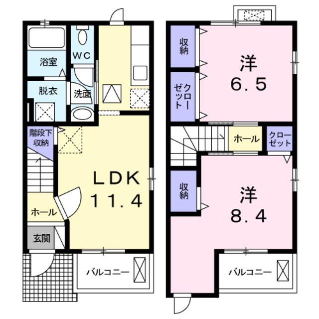 フラットエイトII(2LDK/1階)の間取り写真