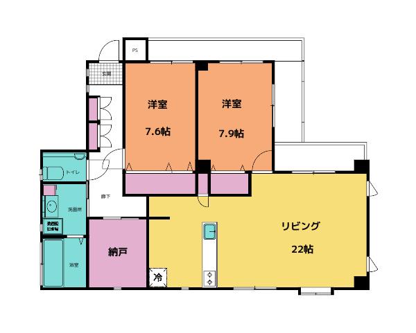 ISHIDOME.1(2SLDK/3階)の間取り写真