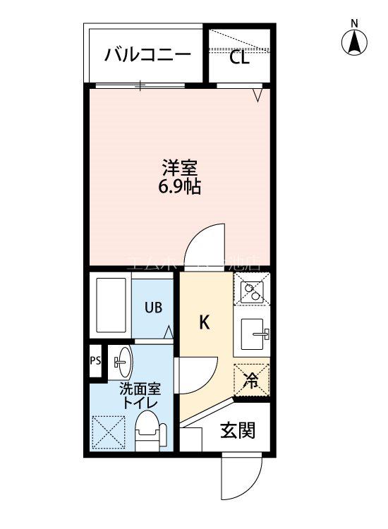 FIRST STEP 絆(1K/2階)の間取り写真