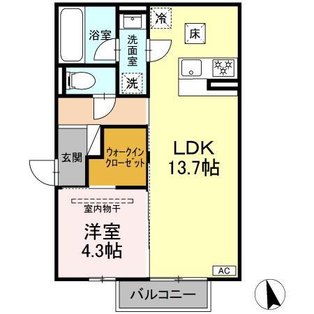 パルミエ III(1LDK/1階)の間取り写真