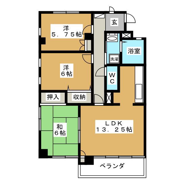 パークサイド中御所(3LDK/3階)の間取り写真