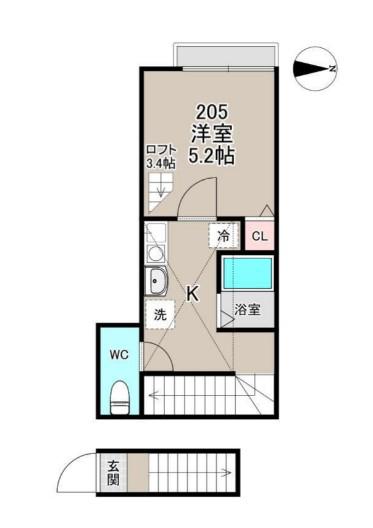ASCOT蒲田(1K/2階)の間取り写真