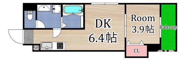 ドゥエリング高殿(1DK/1階)の間取り写真