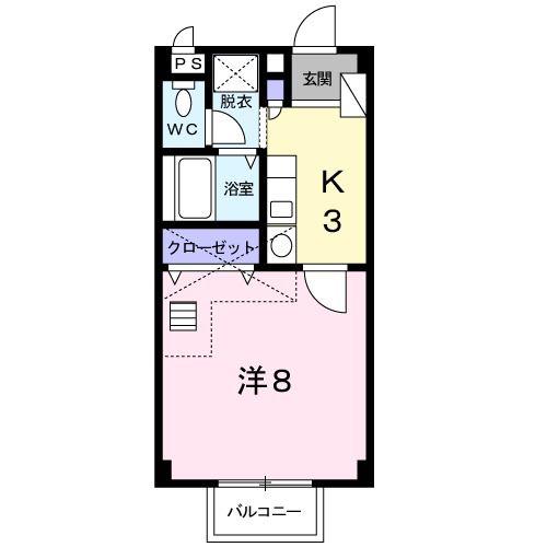 ウィングコートベイロード2(1K/2階)の間取り写真