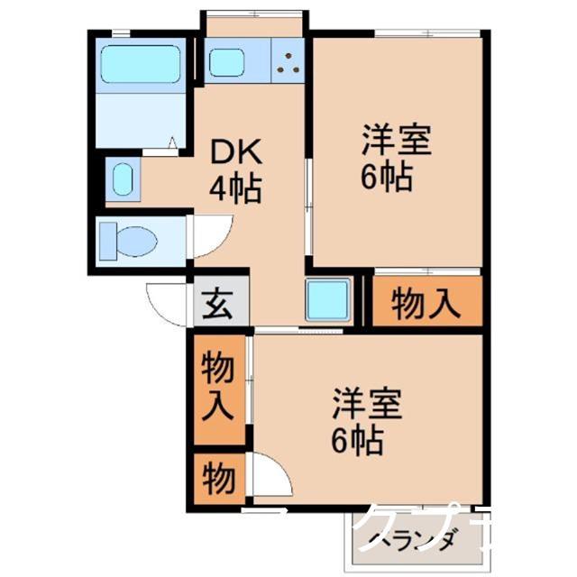 ロイスタ南栄(2DK/2階)の間取り写真
