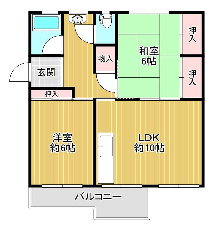 金剛第三 214棟(2LDK/4階)の間取り写真