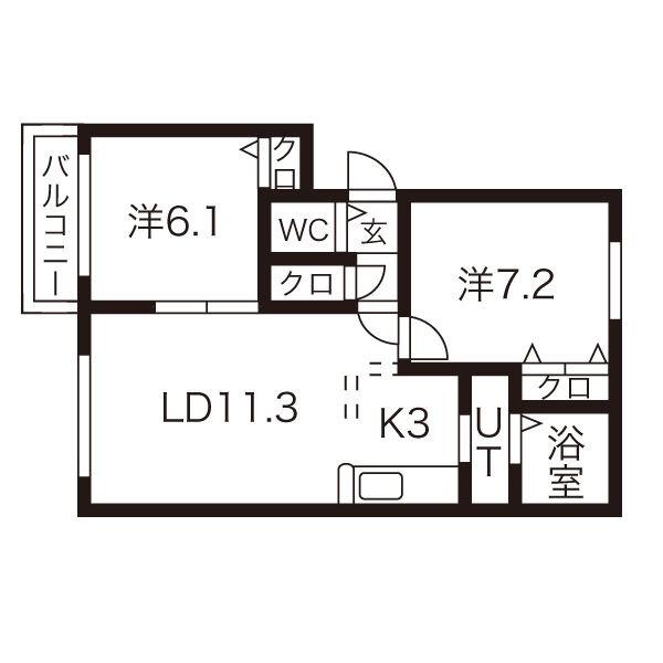 グランシャリオ(2LDK/2階)の間取り写真
