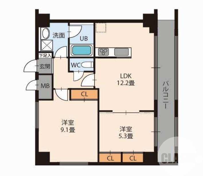 サザンクレスト堺東(2LDK/8階)の間取り写真