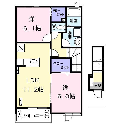 ラヴァーズ E(2LDK/2階)の間取り写真