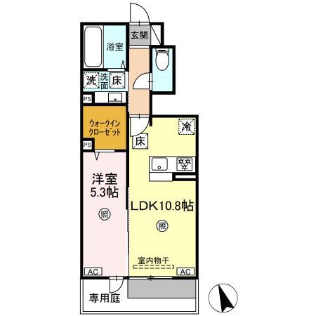 D-ROOM天草(1LDK/1階)の間取り写真