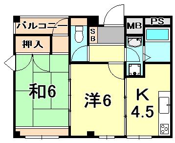 レックビル(2K/3階)の間取り写真