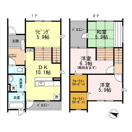 グランドール II(3LDK/1階)の間取り写真