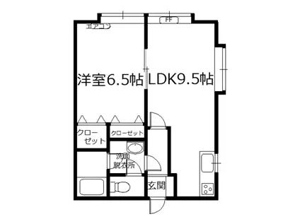 メゾン三内C(1LDK/1階)の間取り写真