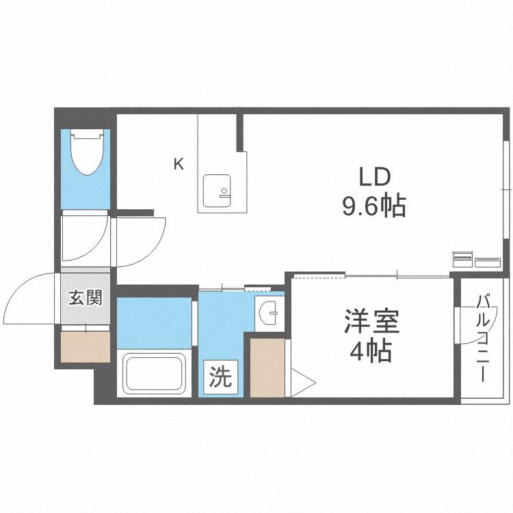 アルファスクエア福住2条(1LDK/4階)の間取り写真