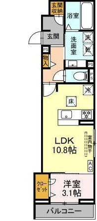 ルヴィータ剣町(1LDK/1階)の間取り写真