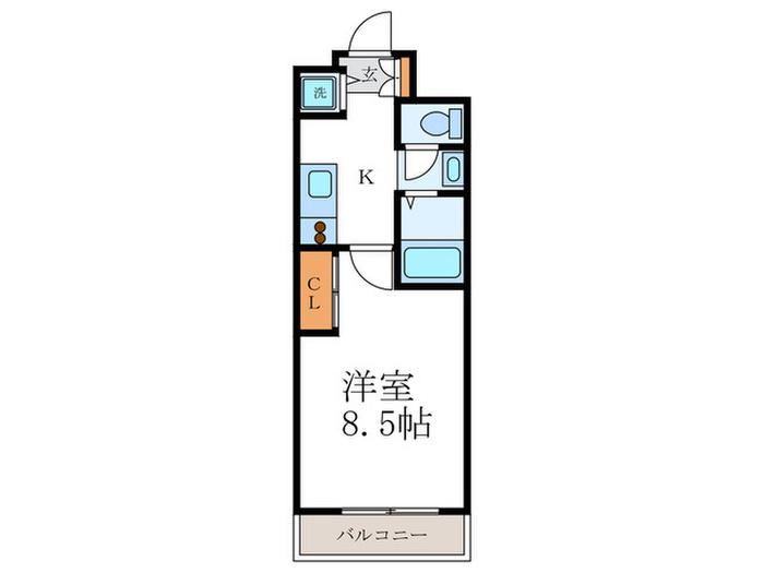 CASAGRAN洛西(1K/5階)の間取り写真