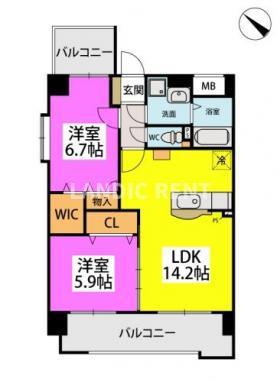 BONHEUR CASA(2LDK/3階)の間取り写真