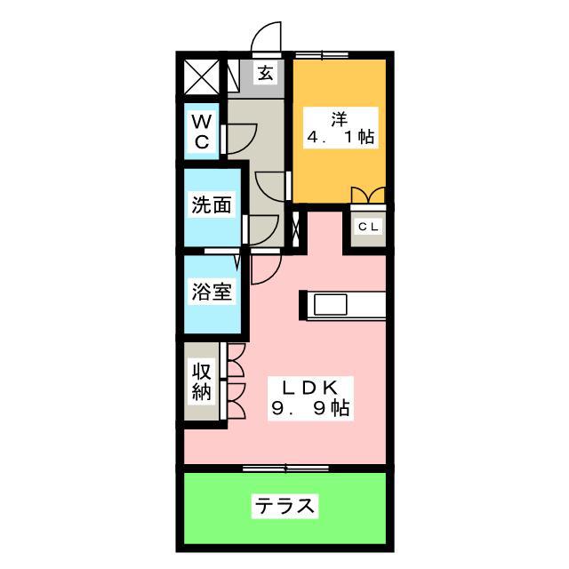 プランドールI(1LDK/1階)の間取り写真