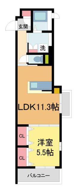 ルミエール住吉本町(1LDK/3階)の間取り写真