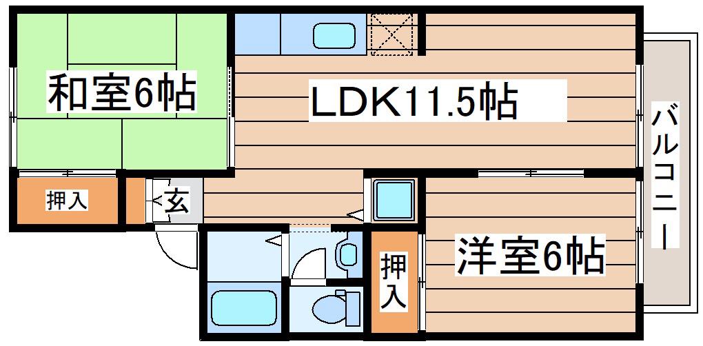 PARCROSETTE1(2LDK/2階)の間取り写真
